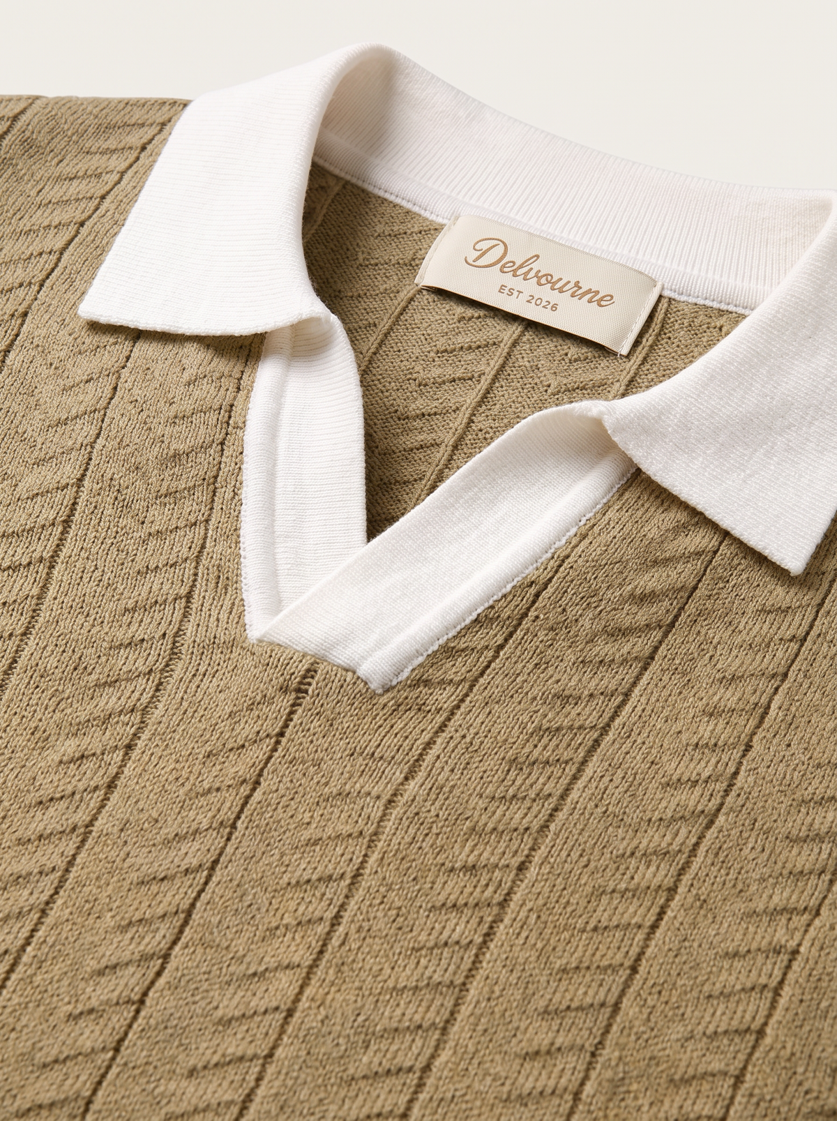 Almond Contrast Textured Polo