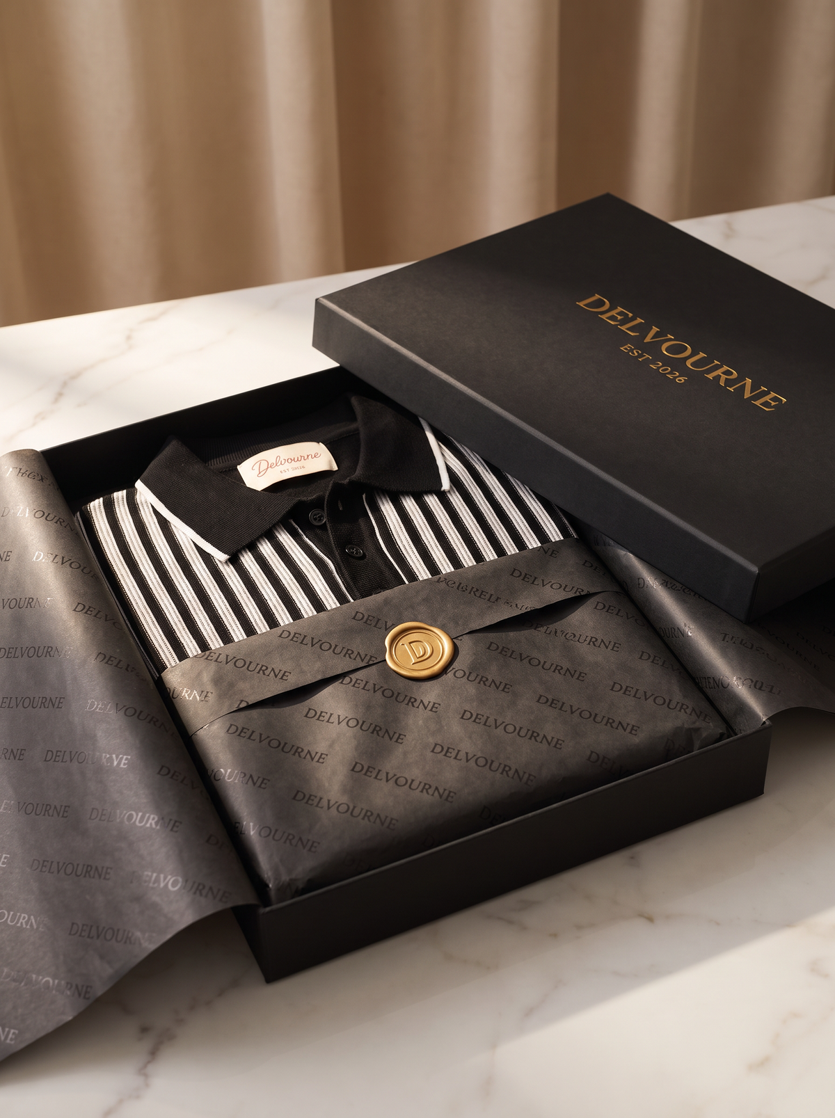 Black Vertical Striped Polo
