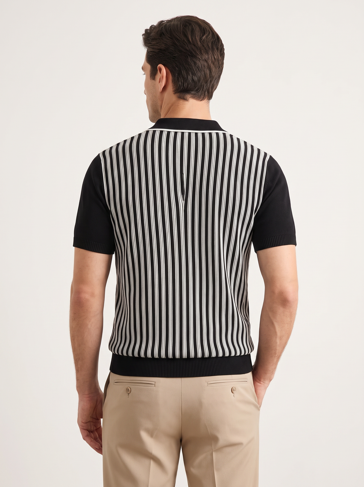 Black Vertical Striped Polo