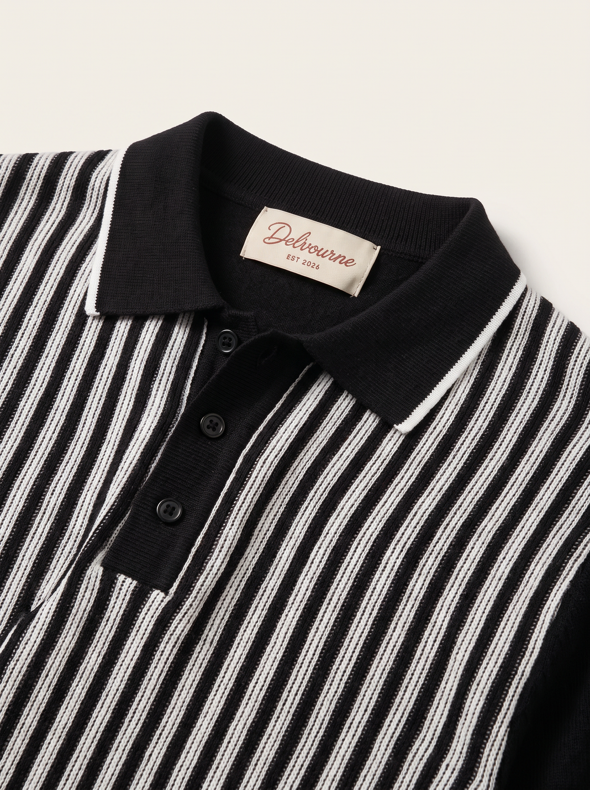 Black Vertical Striped Polo
