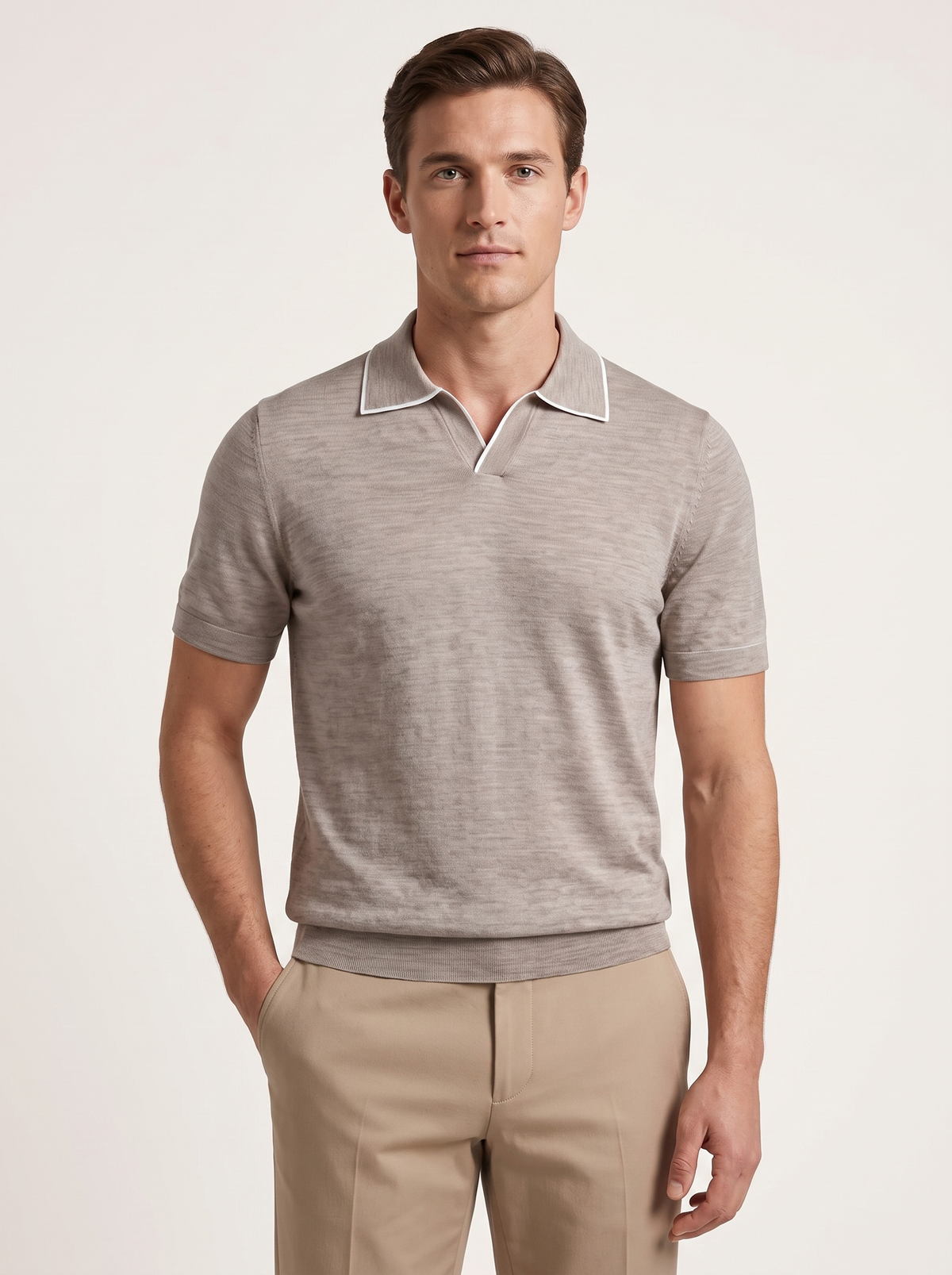 Ellis Beige Lightweight Polo Shirt