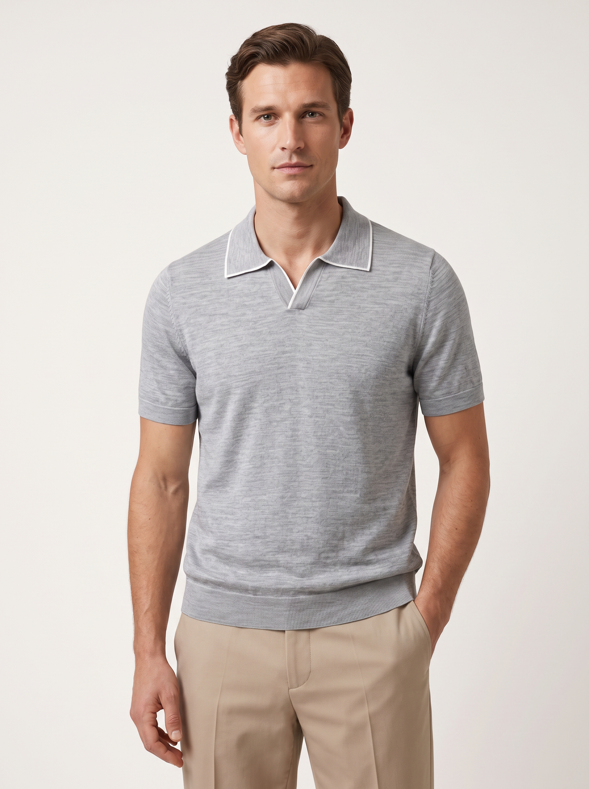 Ellis Light Gray Lightweight Polo Shirt