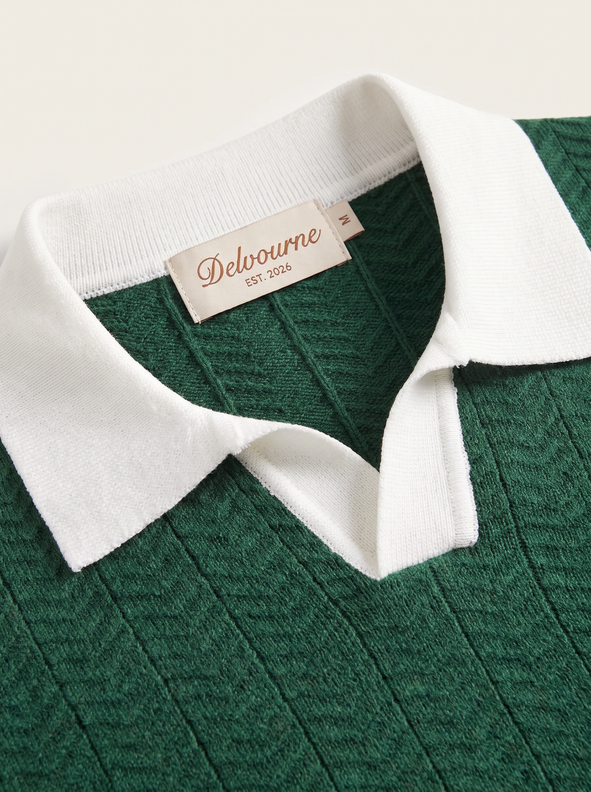 Green Contrast Textured Polo