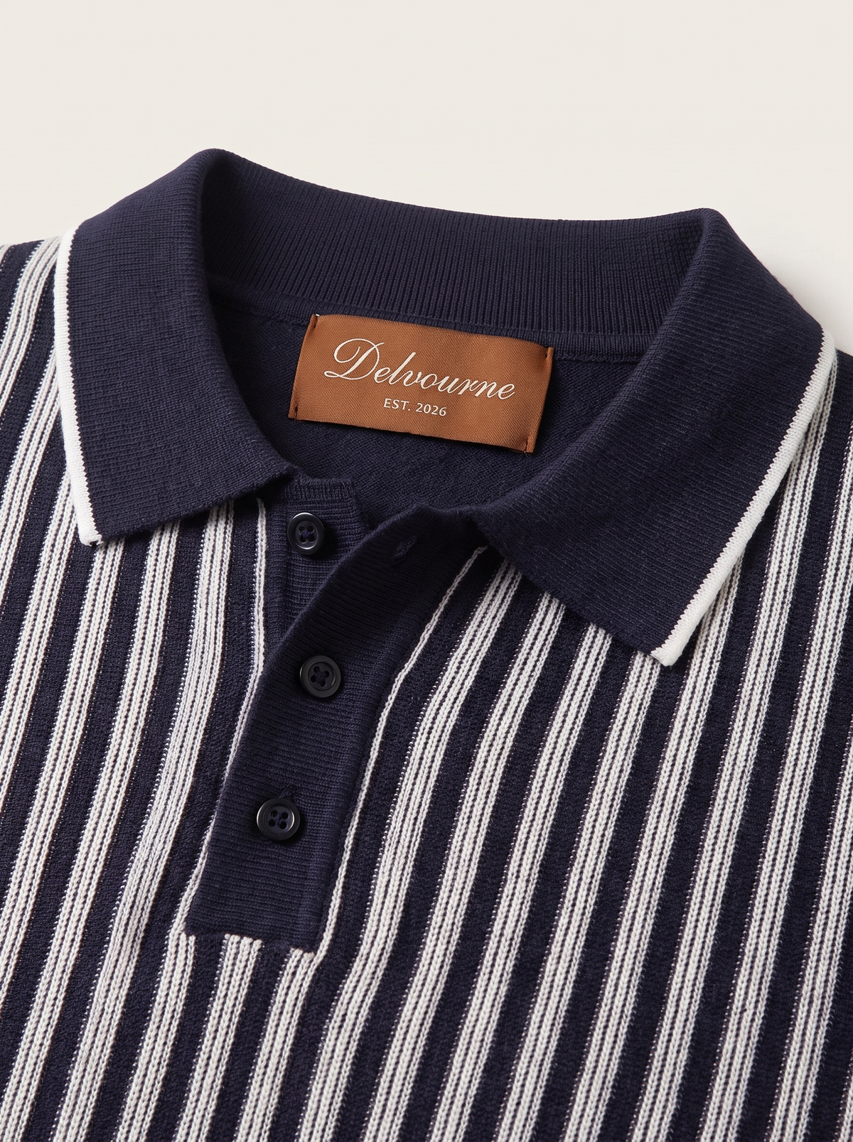 Navy Vertical Striped Polo