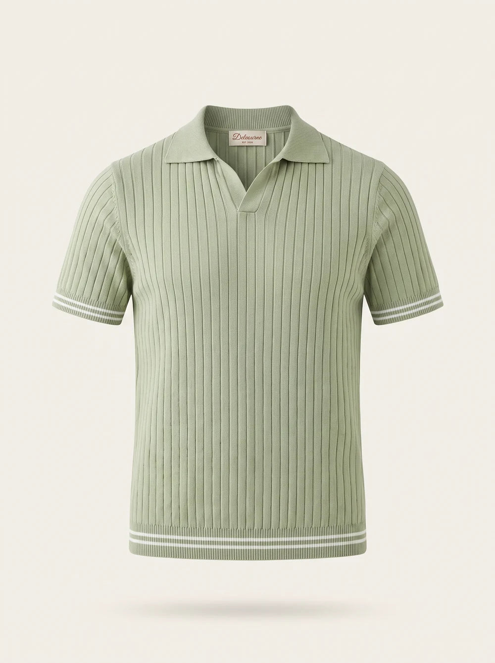 Pierre Pistache Ribbed Buttonless Polo