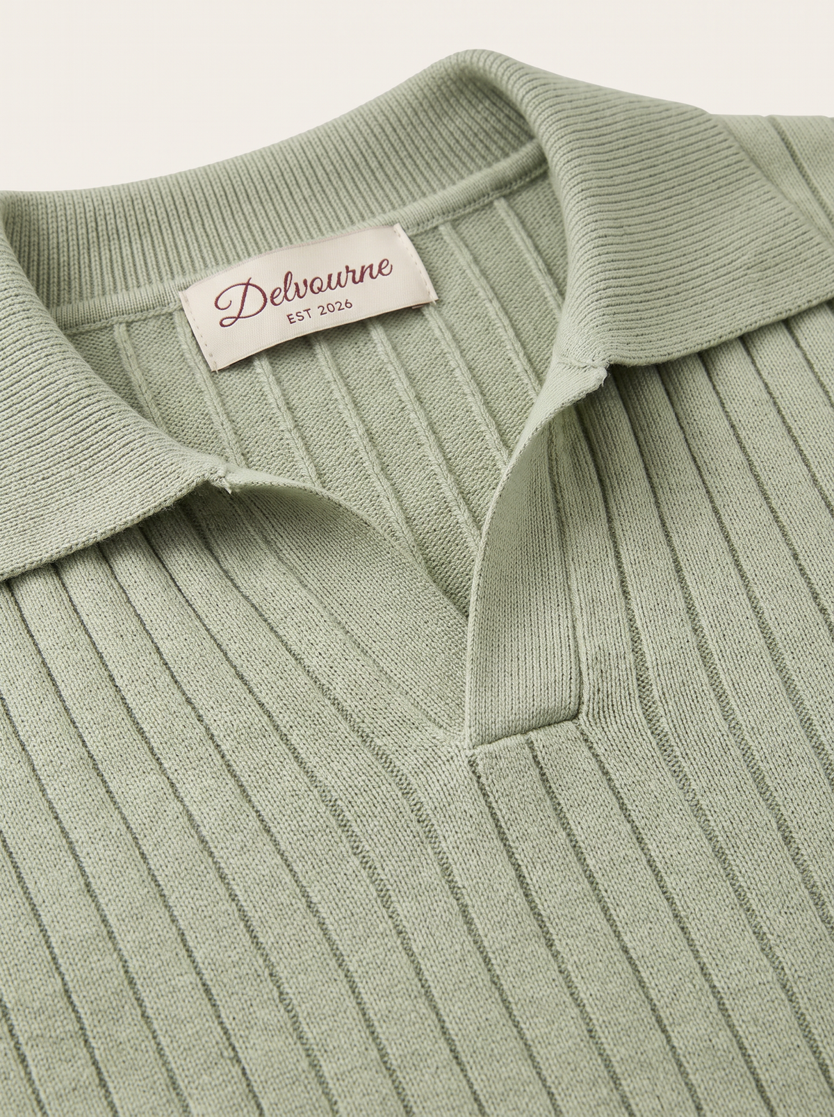 Pierre Pistache Ribbed Buttonless Polo