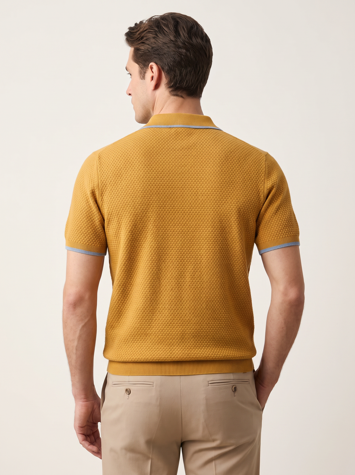 Premium Cashmere Mustard Two-Tone Polo