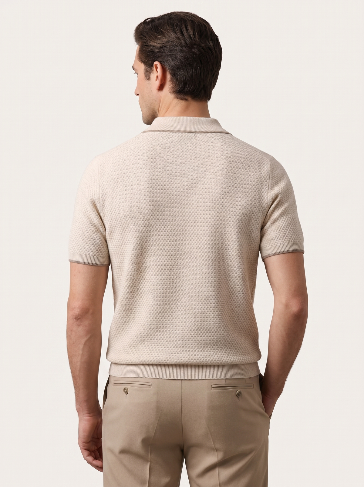 Premium Cashmere Ivory Two-Tone Polo