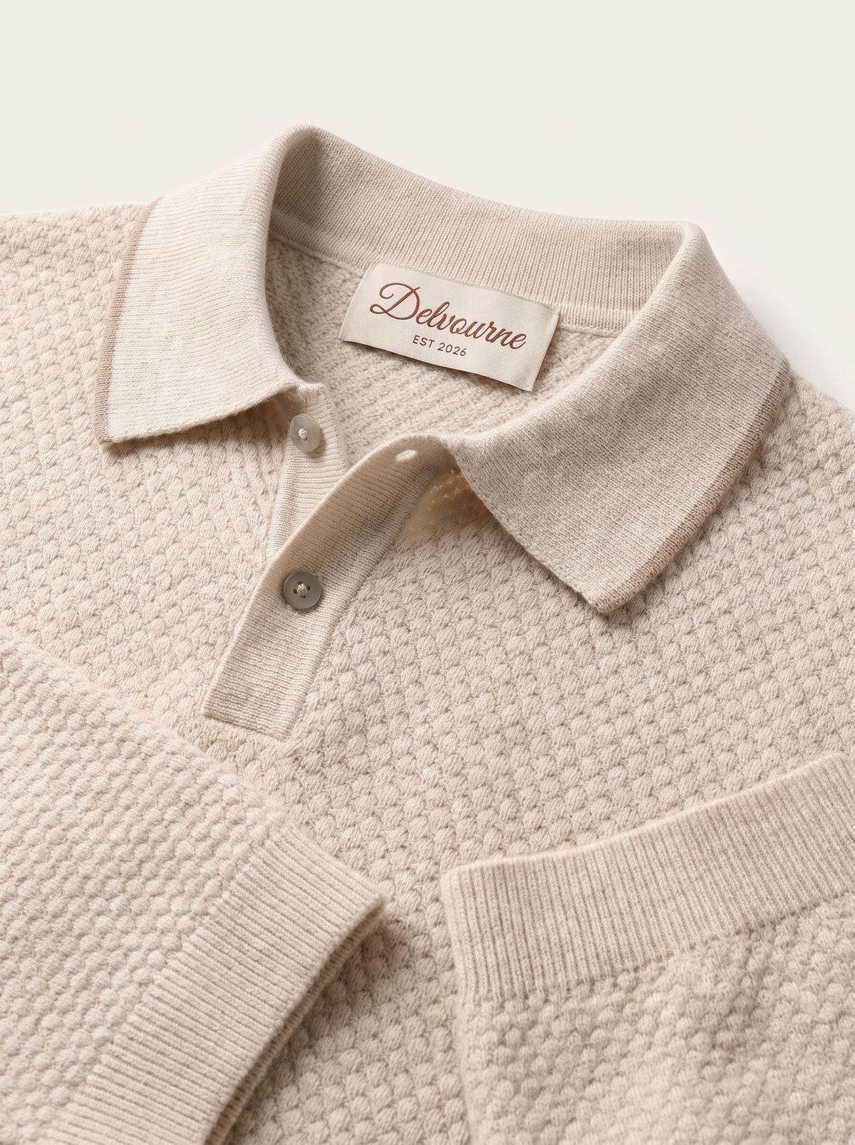 Premium Cashmere Ivory Two-Tone Polo