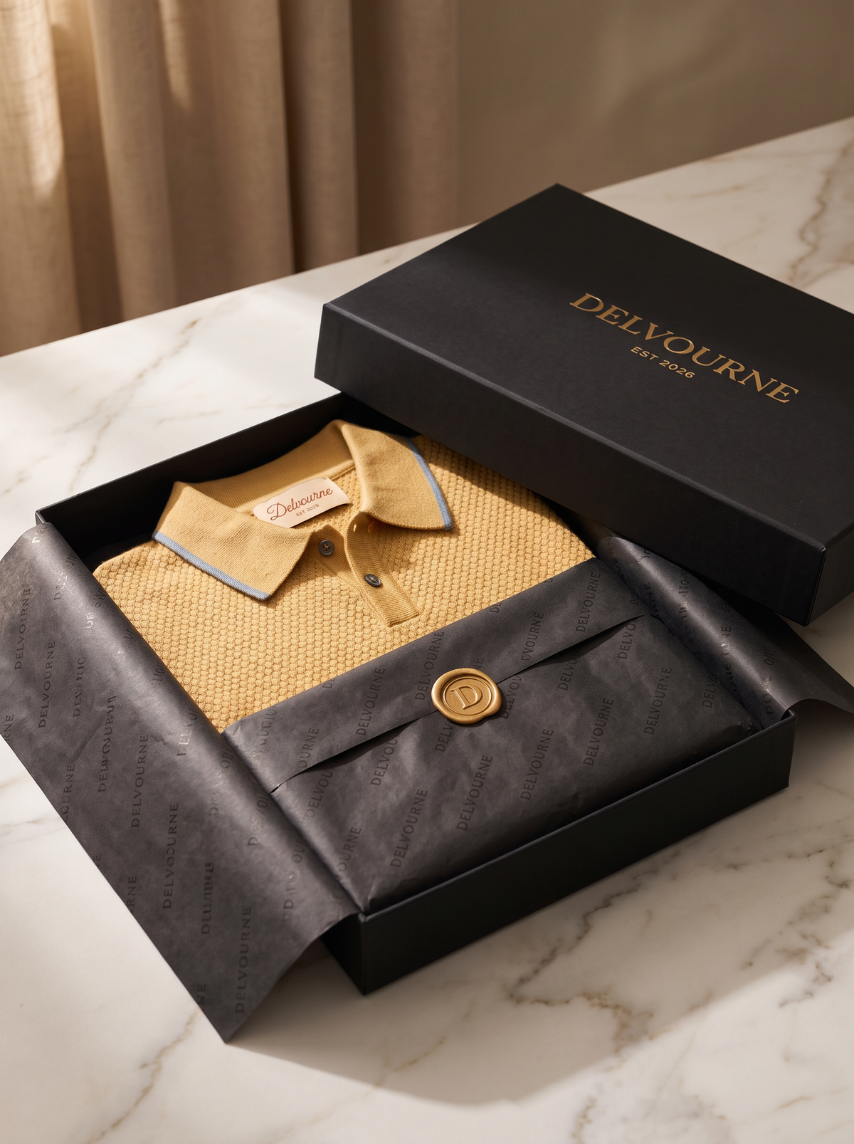 Premium Cashmere Mustard Two-Tone Polo