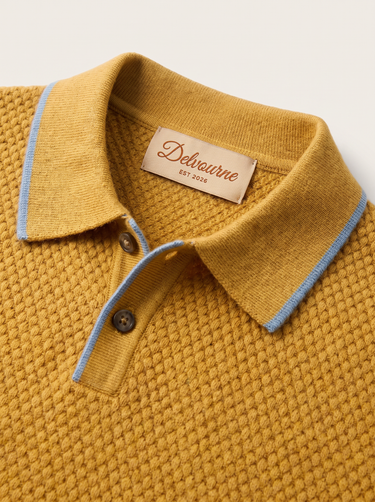 Premium Cashmere Mustard Two-Tone Polo