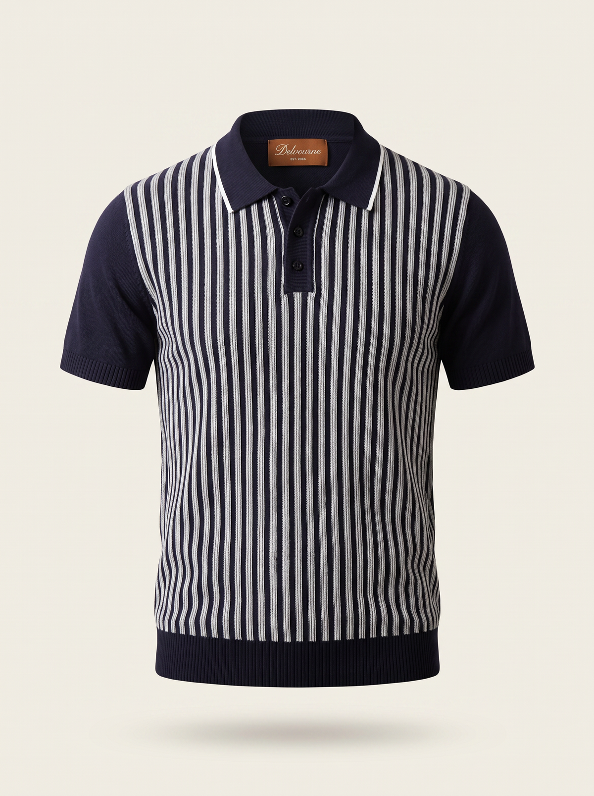 Navy Vertical Striped Polo