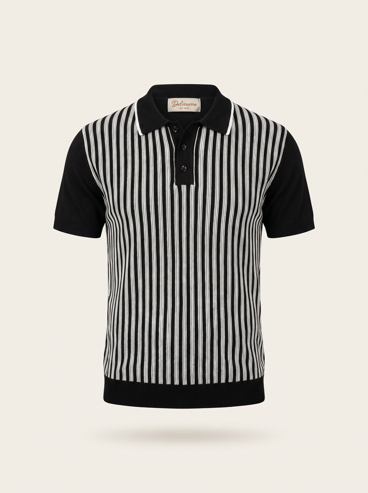 Black Vertical Striped Polo