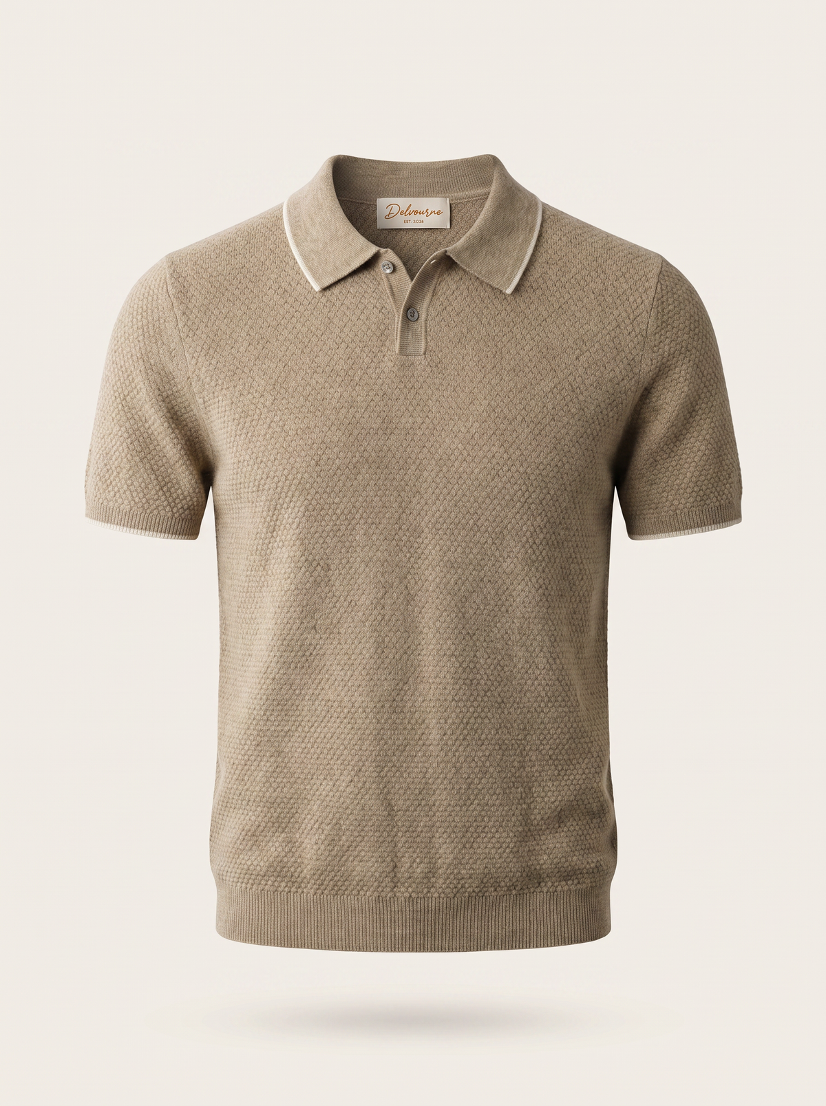 Premium Cashmere Beige Two-Tone Polo