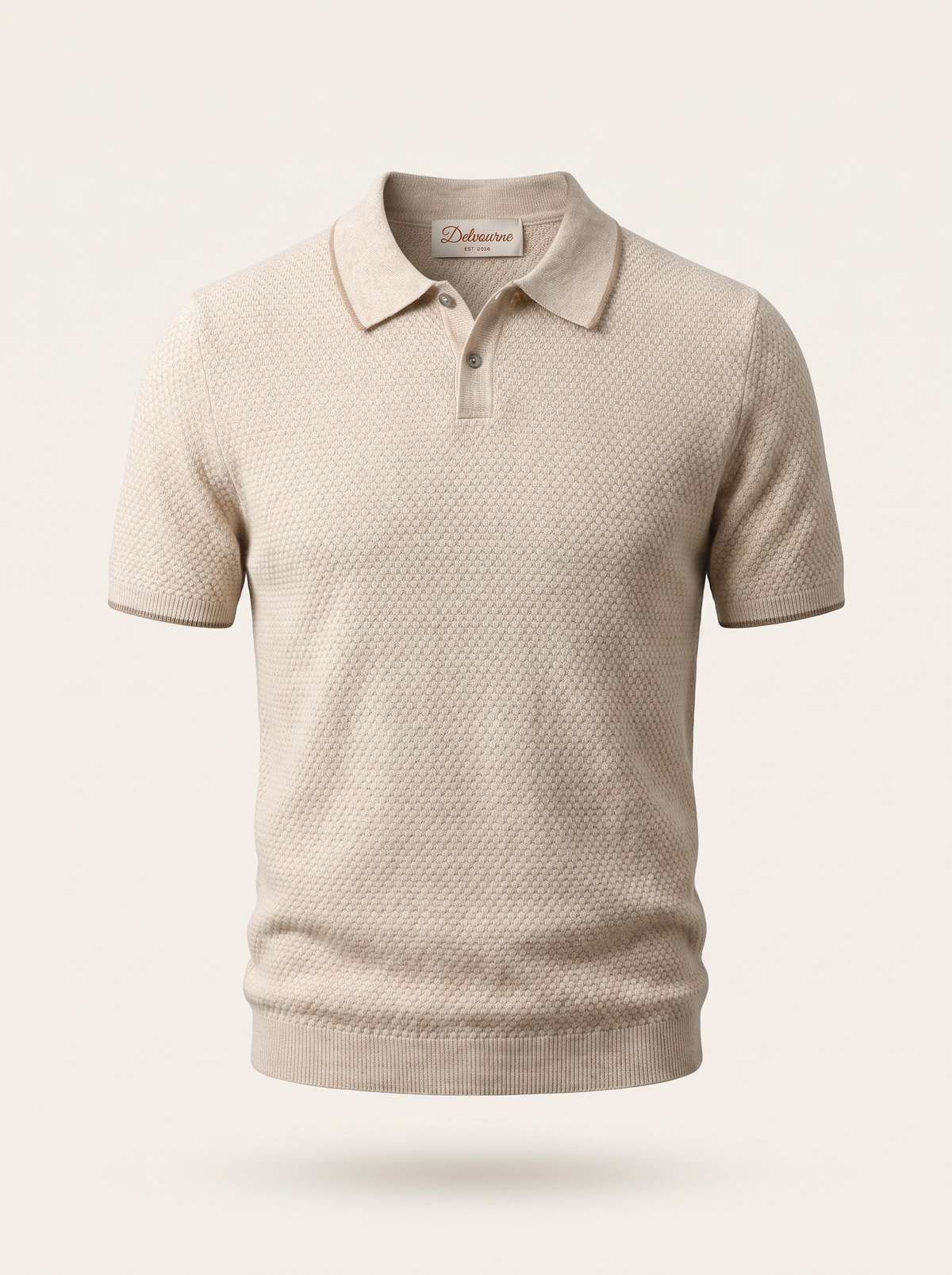 Premium Cashmere Ivory Two-Tone Polo