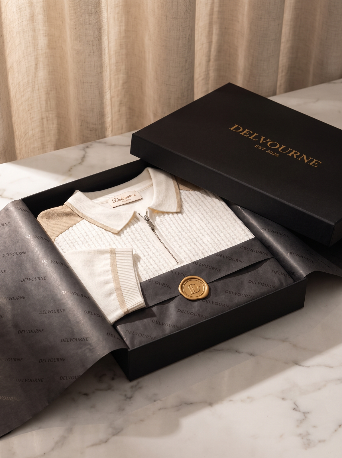 White Contrast Trim Zipper Polo