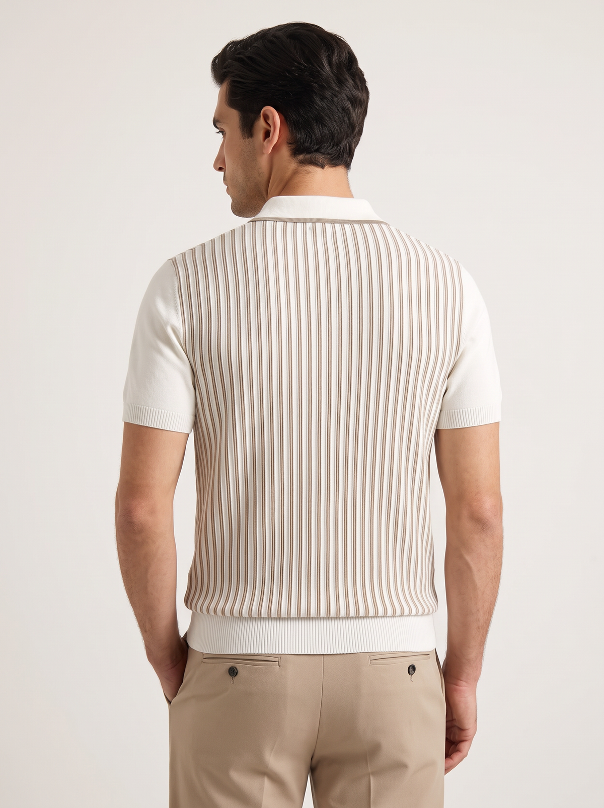 White Vertical Striped Polo