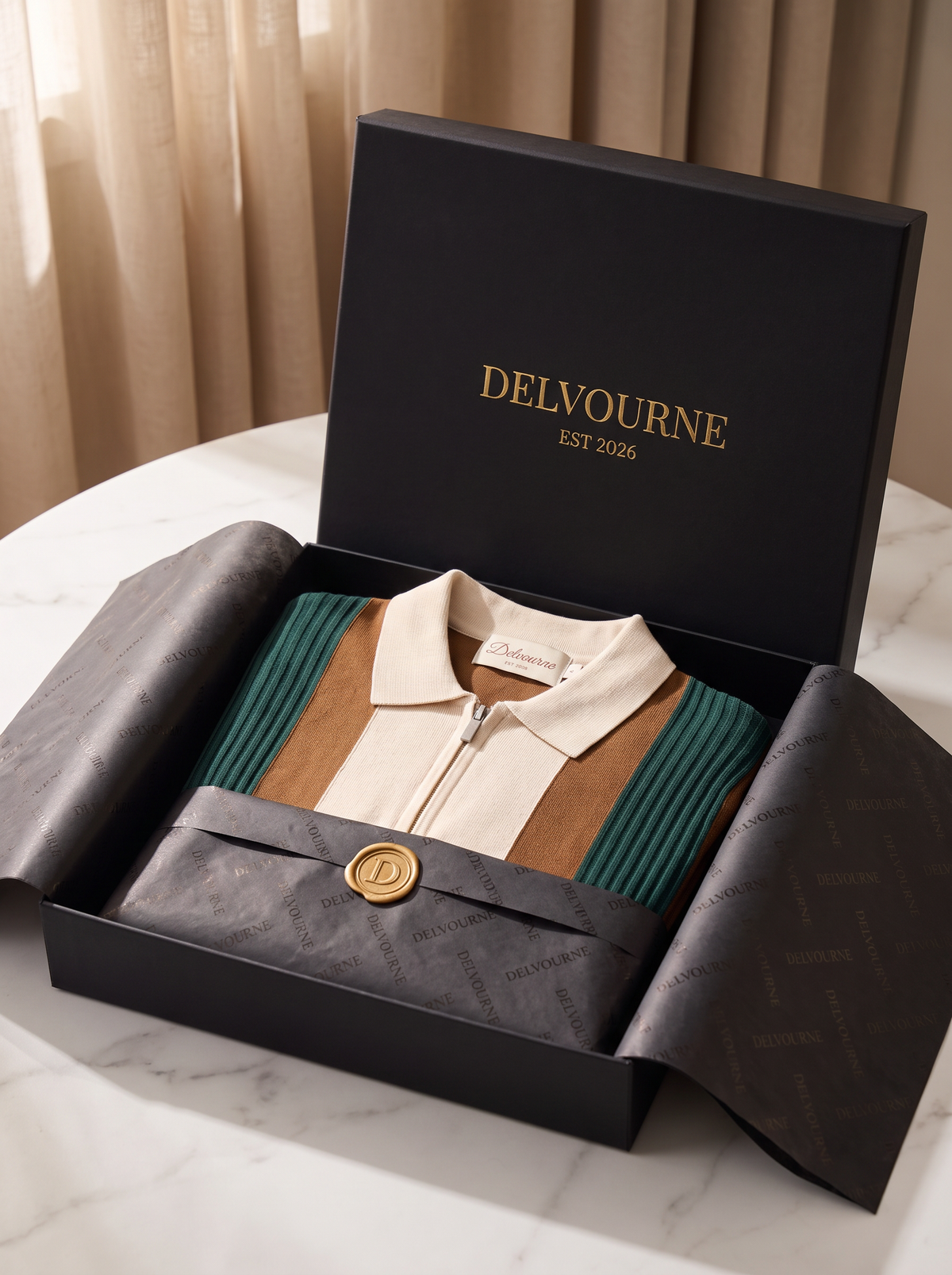 Brown Resort Zipper Polo