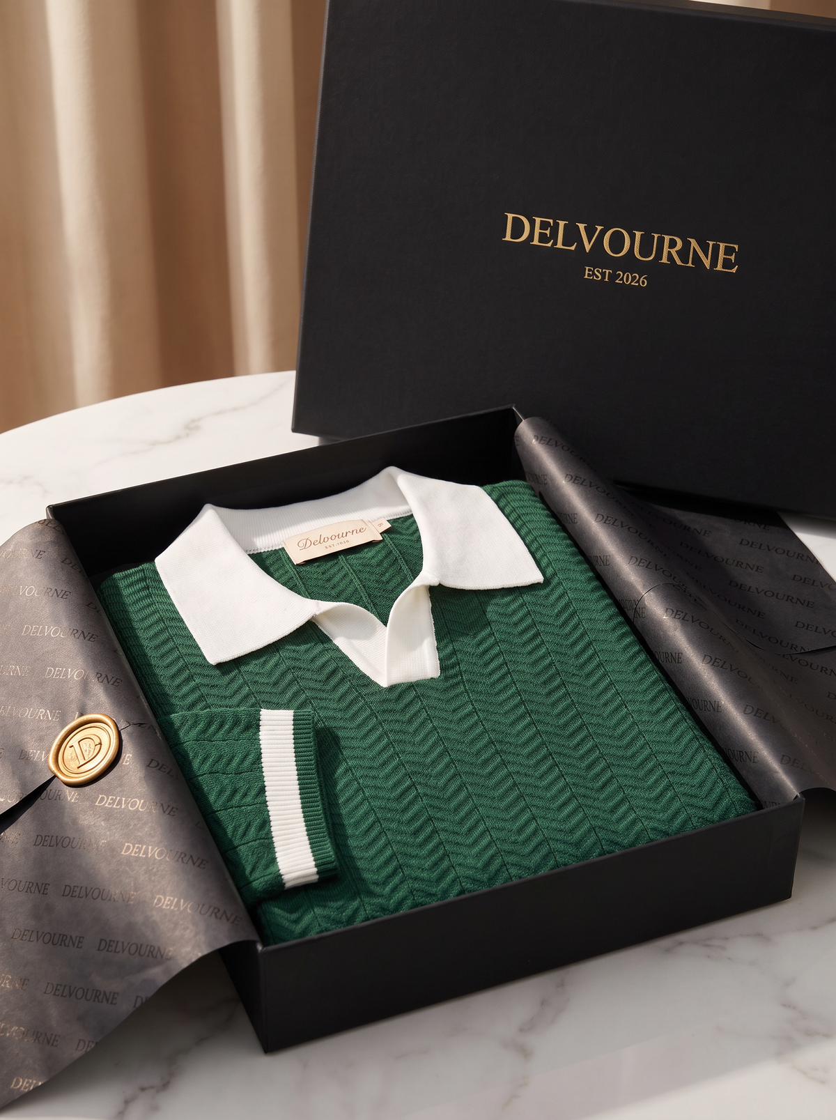 Green Contrast Textured Polo