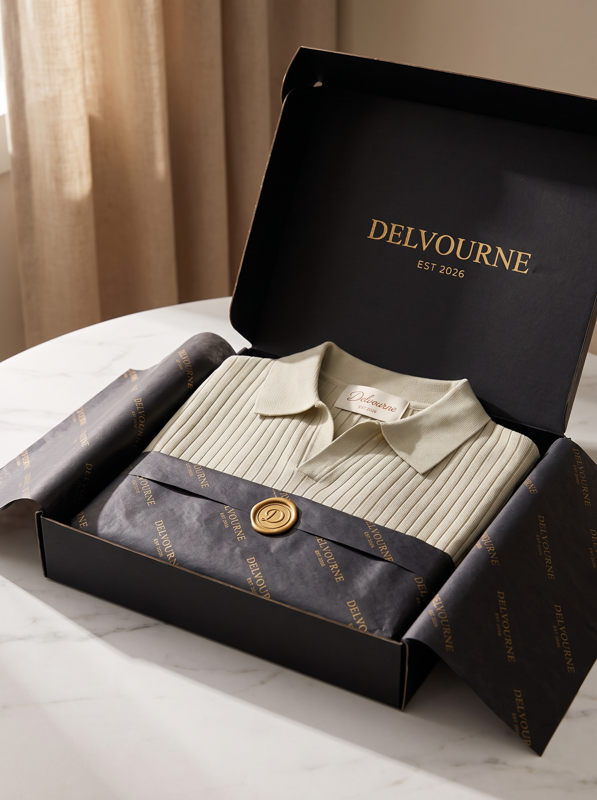 Khaki Ribbed Buttonless Polo