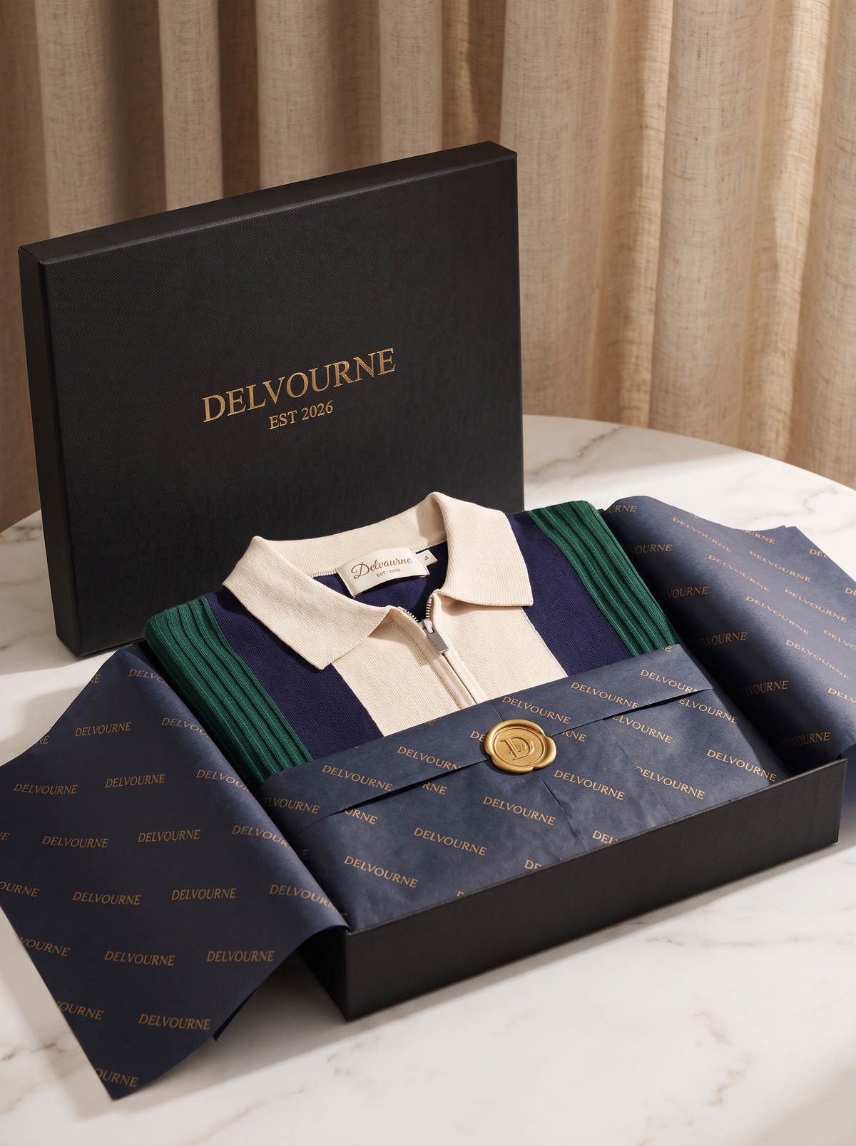 Navy Resort Zipper Polo