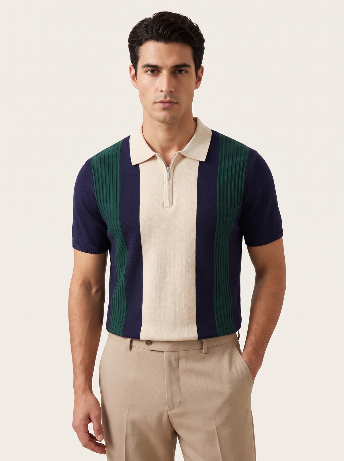 Navy Resort Zipper Polo