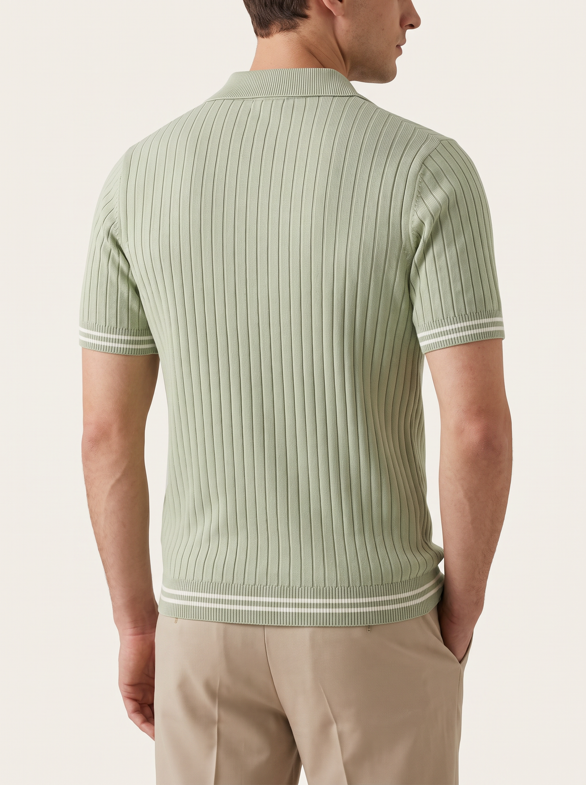Pierre Pistache Ribbed Buttonless Polo