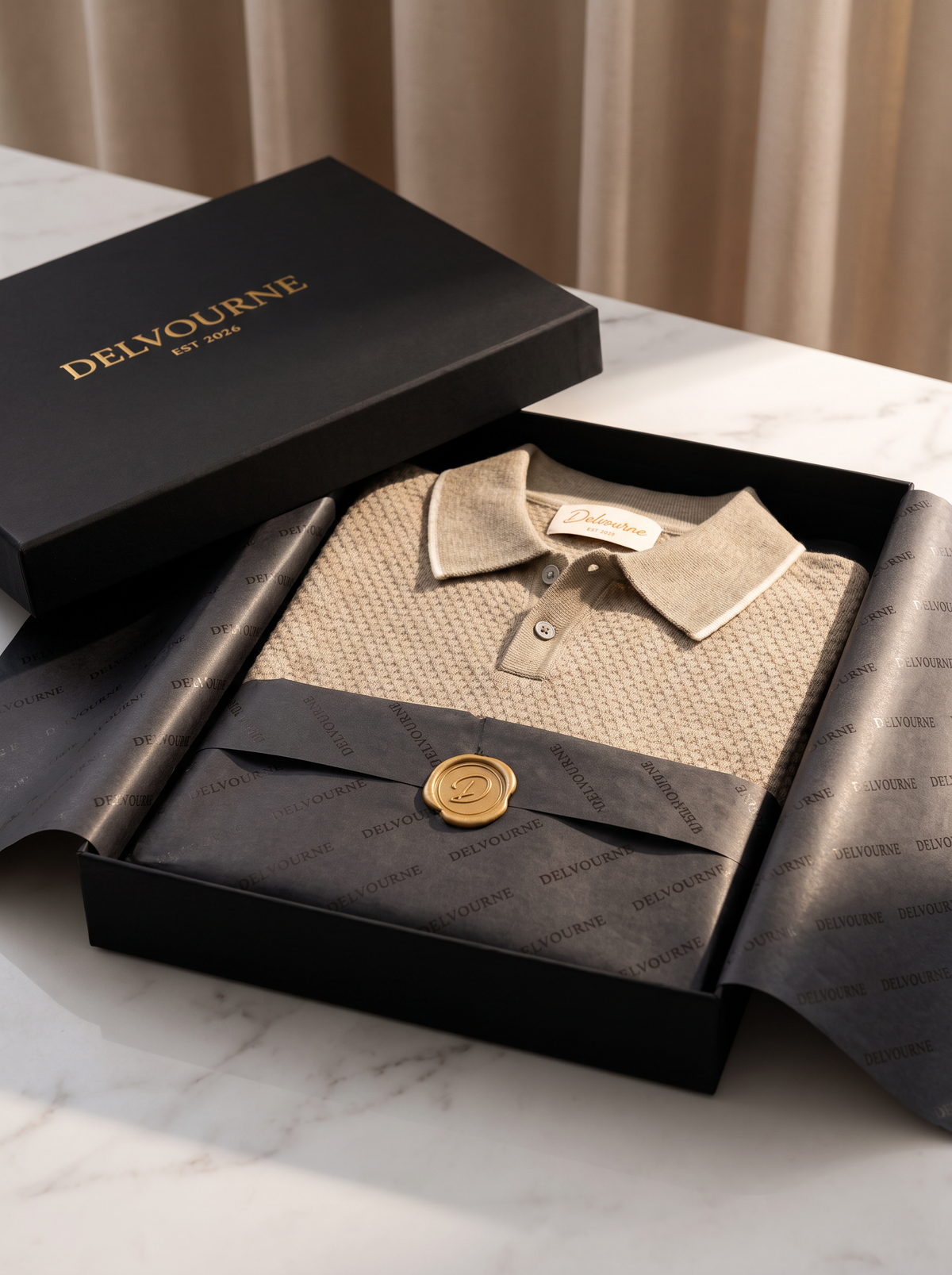 Premium Cashmere Beige Two-Tone Polo