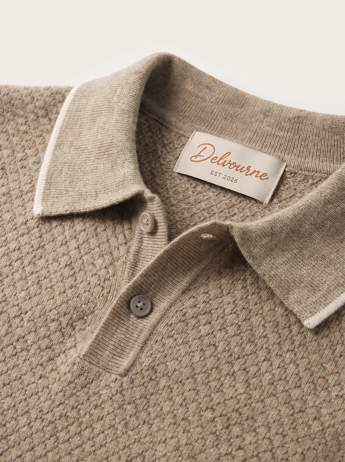 Premium Cashmere Beige Two-Tone Polo