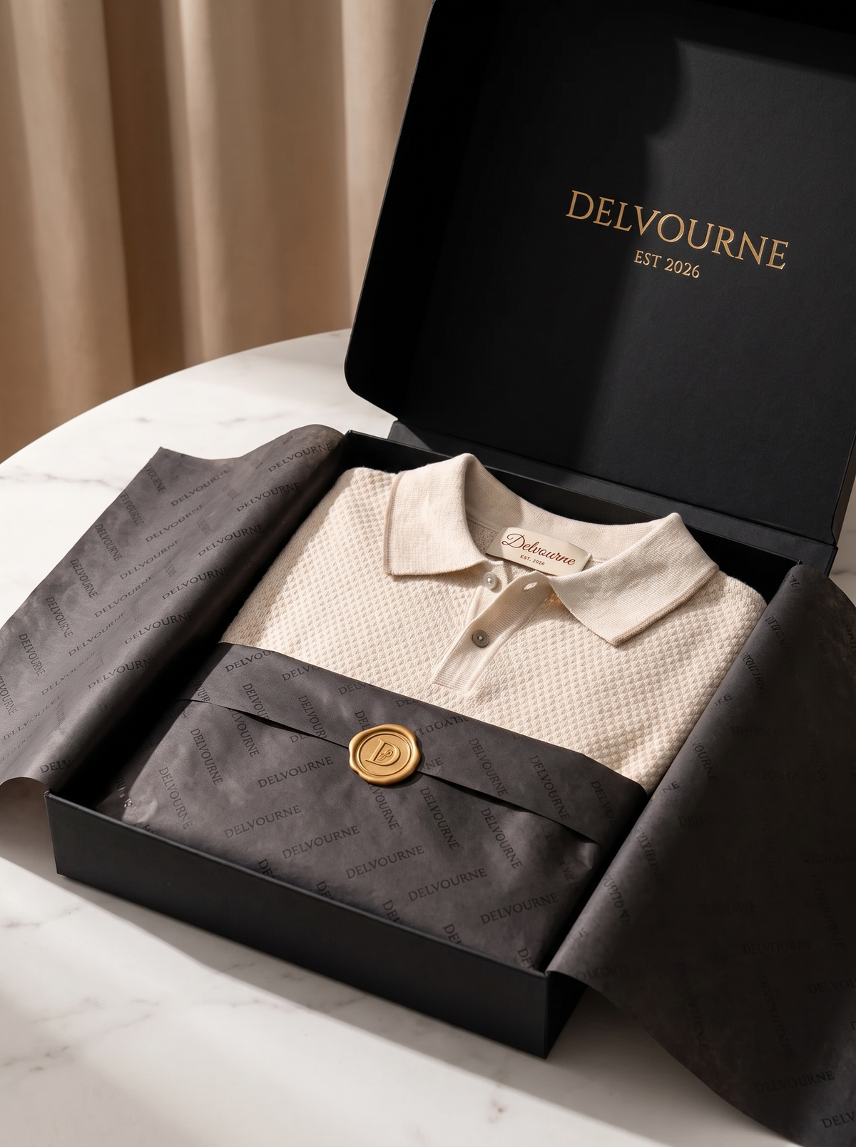 Premium Cashmere Ivory Two-Tone Polo