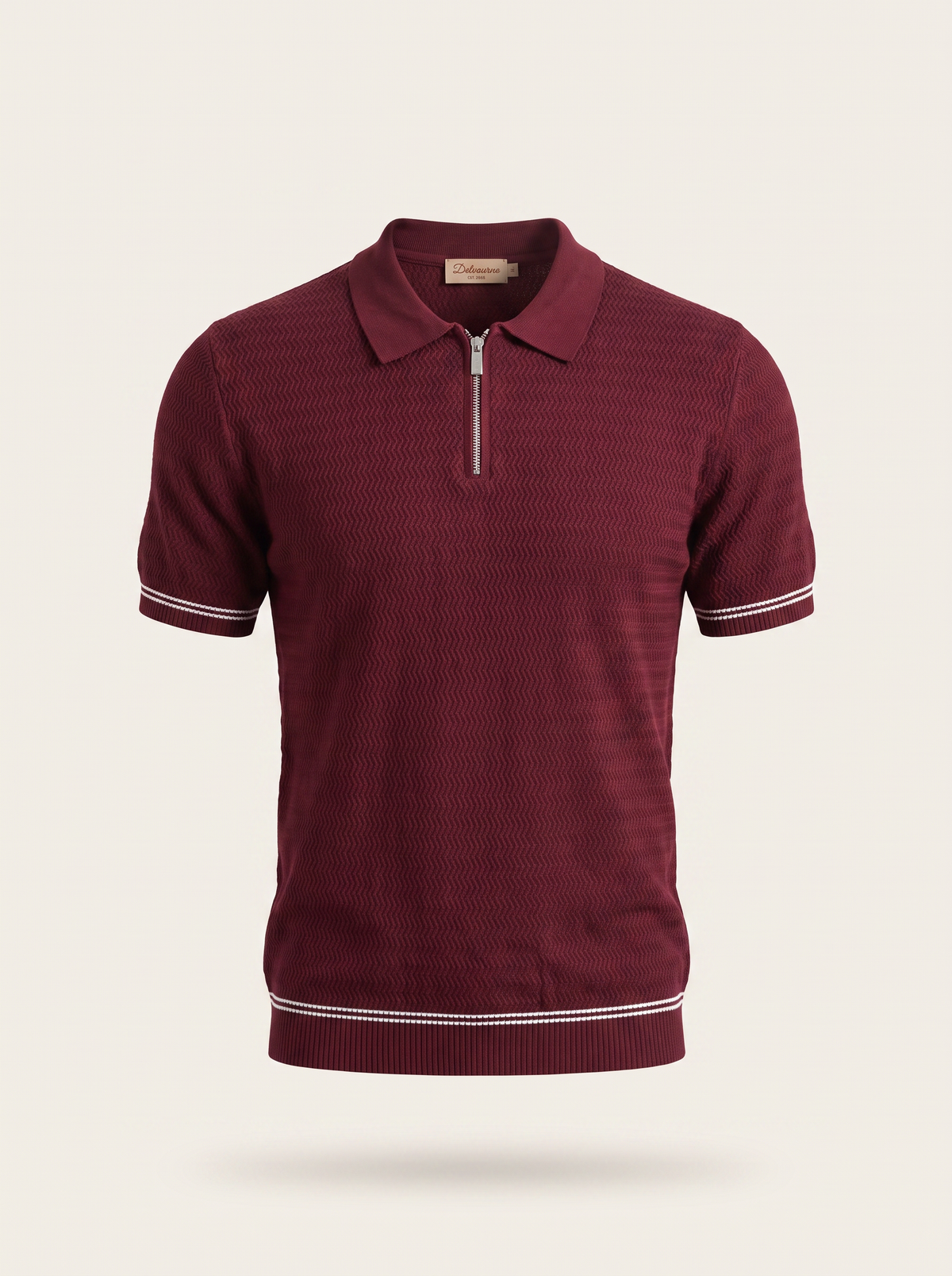 Bordeaux Zigzag Textured Zipper Polo