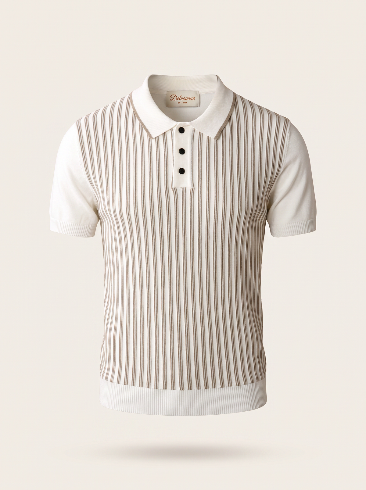 White Vertical Striped Polo