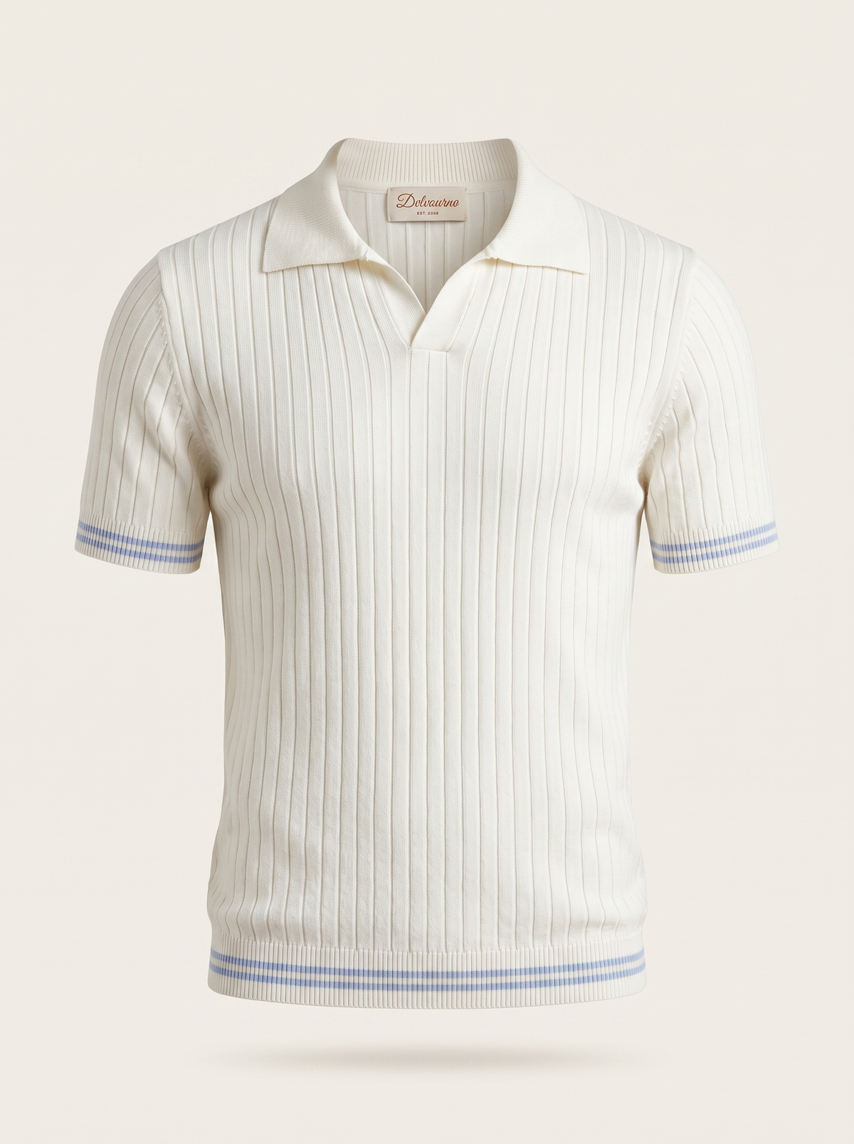 Pierre Ivory Ribbed Buttonless Polo