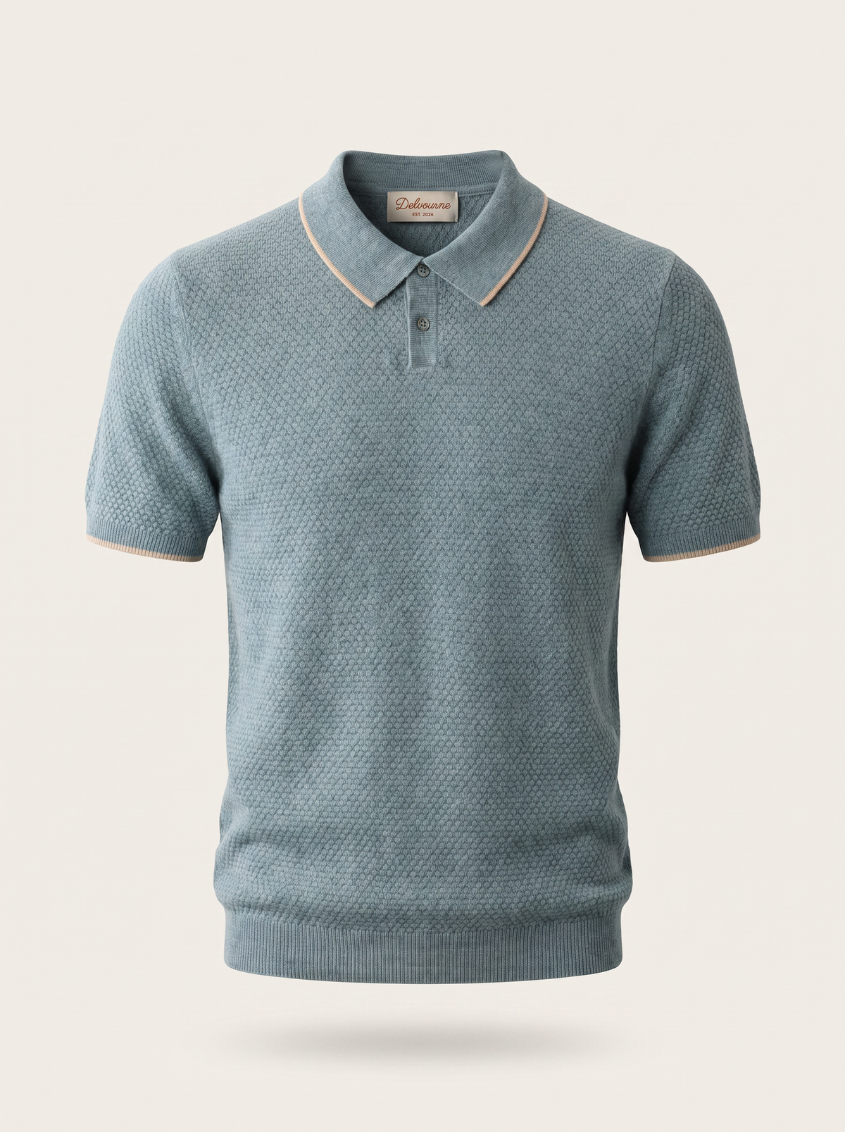 Premium Cashmere Sea Blue Two-Tone Polo