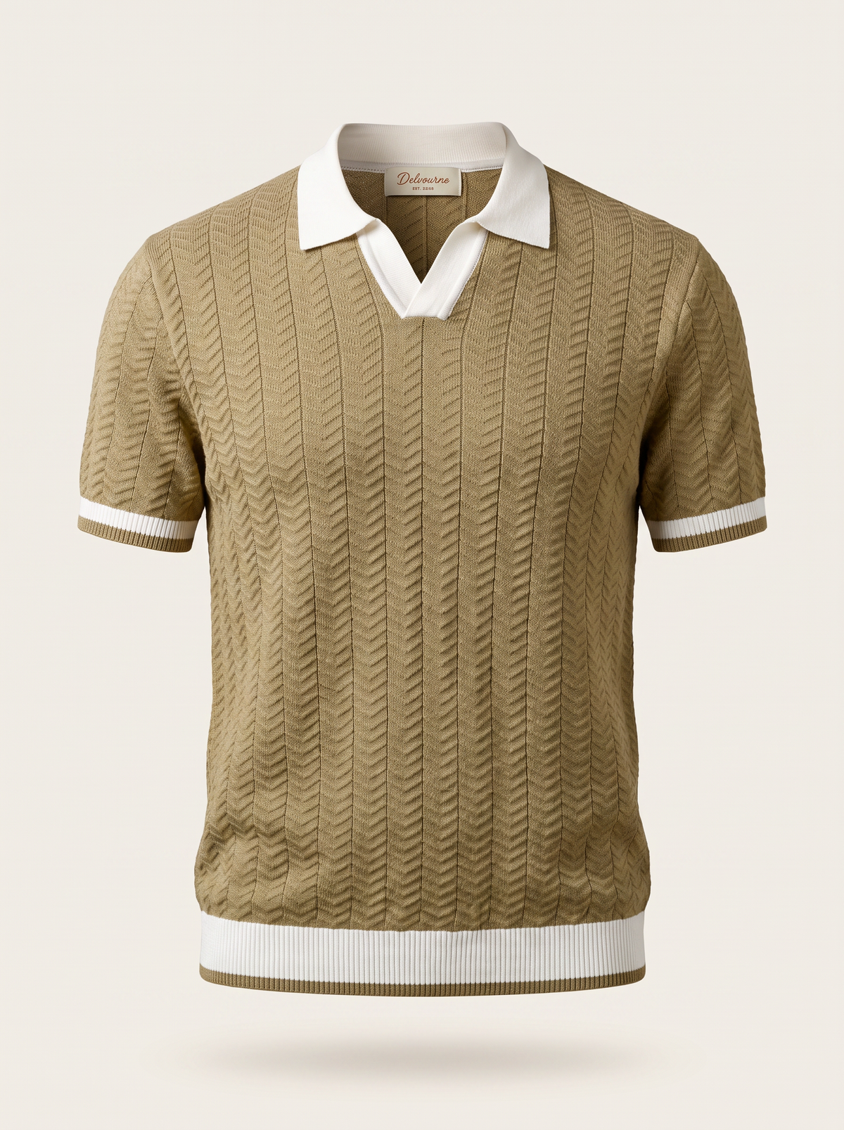 Almond Contrast Textured Polo