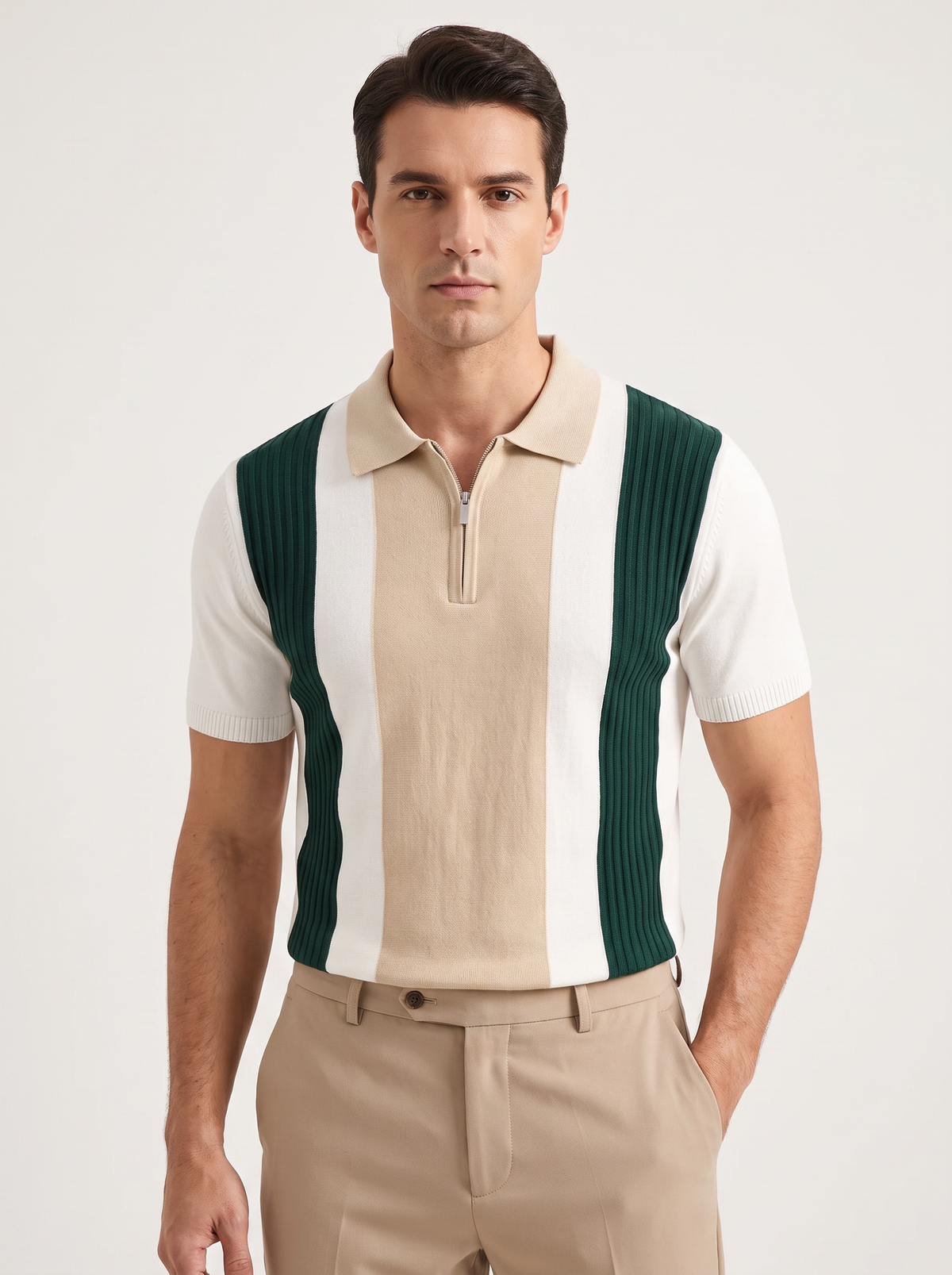 White Resort Zipper Polo