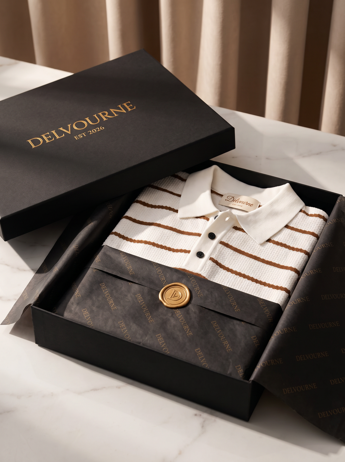 White Striped Textured Button Polo