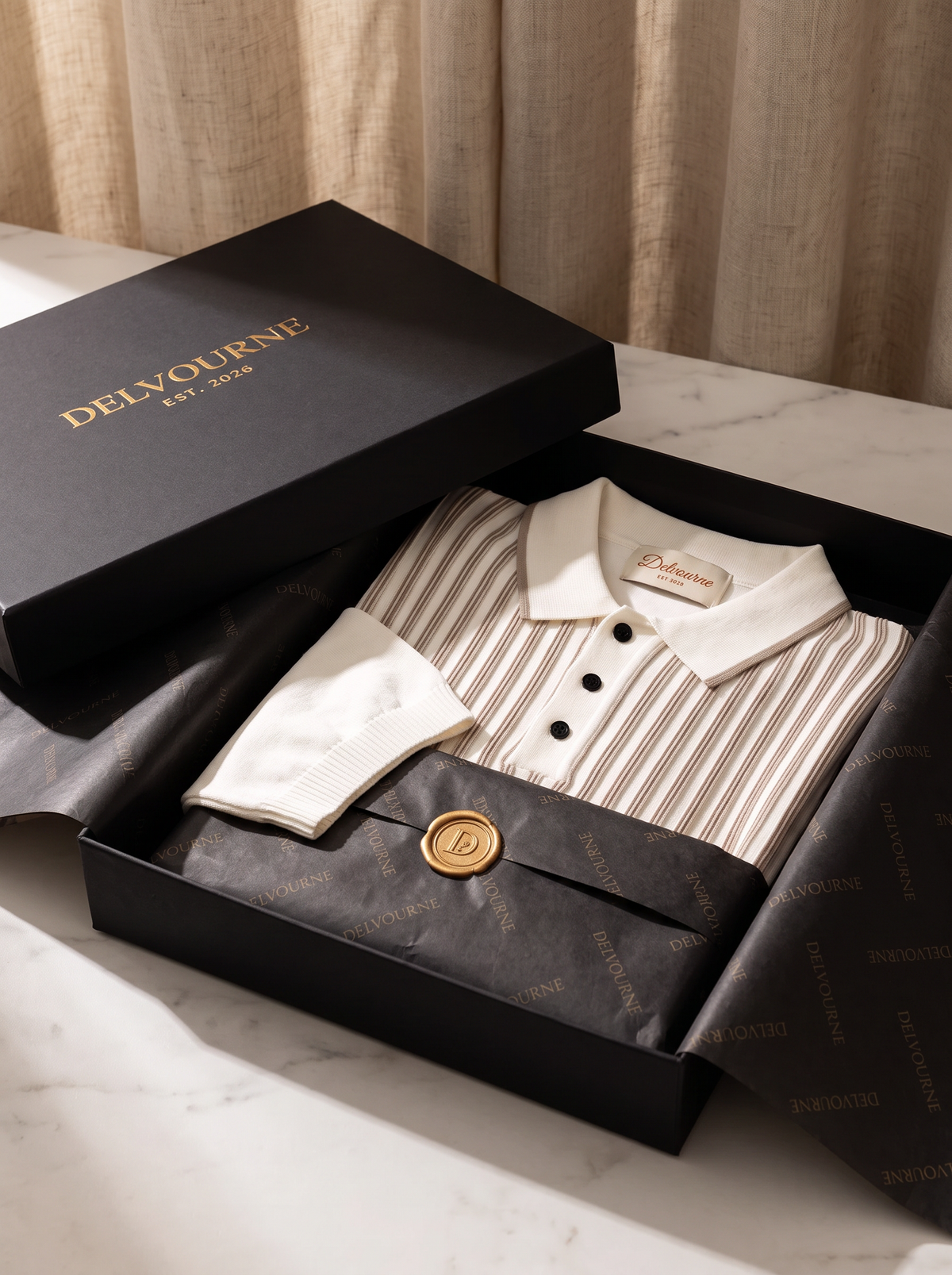 White Vertical Striped Polo